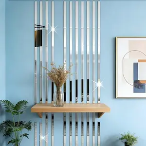 20 silver long acrylic mirror wall stickers, Modern wall sticker, 4X50Cm self-adhesive decorative strip Ornaments, easy to install, no drilling required, suitable for decoration of living rooms, bedrooms, TV background walls