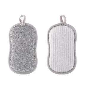 1/2/4 Pack Dual-Sided Non-Scratch Scrub SpongesHeavy Duty Microfiber Cleaning Sponges for Dishes, Pots,Pans & Kitchen Cookware (Gray)