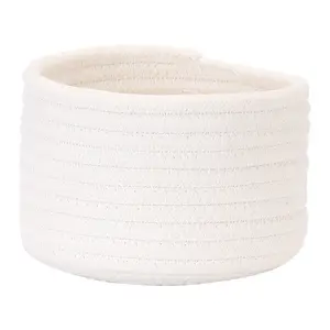 REGALWOVEN Woven Storage Basket, Shelf Closet Storage Bin for Key Tray Bowl for Entryway Desk, Catchall Home Decor 6.3*6.3*4.3in White