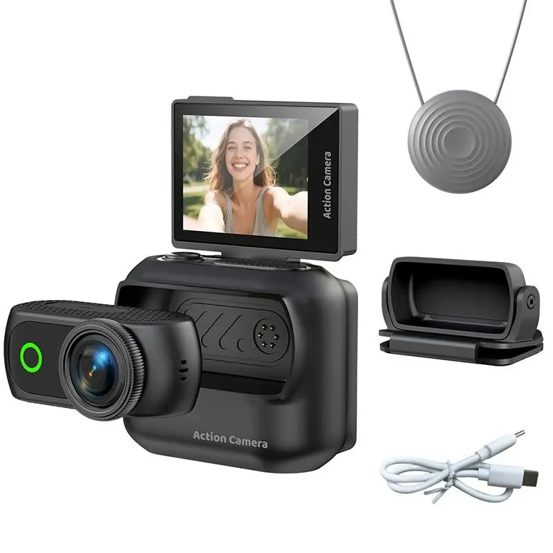 Tiny Portable Vlogging Camera, Magnetic Wearable Action Camera, Hands-Free POVs, Pet POV, Lightweight for Sports, Video Camera