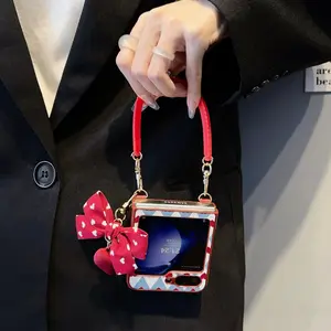 Heart Pattern Handbag Phone Case for Samsung Galaxy Zflip7 Zflip6 Zflip5 Z FLIP3 4, Stylish Women's Crossbody Bag Cover, Fashionable Mobile Accessory