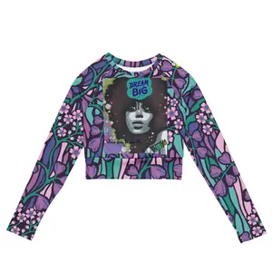 Authentic PHIM™ Dream Big Long Sleeve Crop Top – Women’s Motivational Streetwear Activewear
