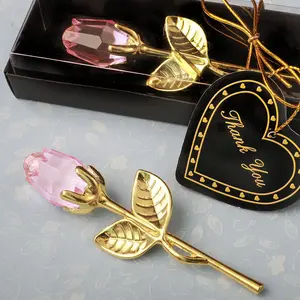 Handmade Crystal Glass Rose Figurine Exquisite vivid craft art ornament Elegant desktop decoration Ideal for wedding souvenir and romantic holiday gifts-MM1