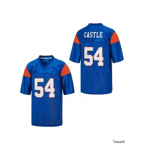 Blue Mountain State 7 Alex Moran 54 Thad Castle Football Jersey Blue Embroidery1 Loose Fit Graphic T-Shirt Ladies Workout Crop Sweatshirts Mbappe notre dame