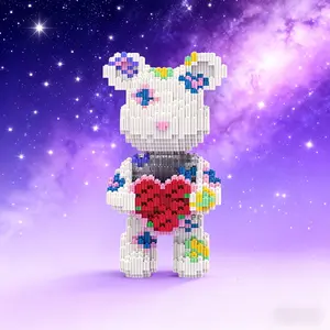 Valentine's Day Heart Bear Puzzle Building Blocks Decoration, Home Office Shelf Decor, Party Room Table Entrance, Ideal Gift