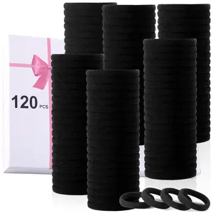 120 Pcs No Damage Hair Ties for Thick Hair, Large Soft Seamless Nylon Hair Elastics for Women, Ponytail Holders, Hair Accessories