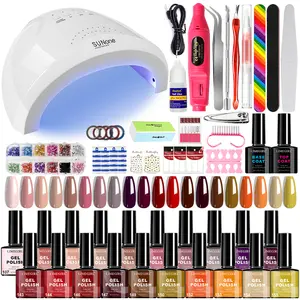 Limegirl Nail Gel Set 20 Colours with 48W Nail Salon Complete Nail Tool Set Suitable for Beginners Home DIY Nail Salon Set UV Gel Nail Polish and Extension Kit
