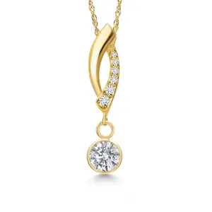 Gem Stone King 14K Yellow Gold Gemstone Birthstone and Lab Grown Diamond Infinity Drop Pendant Necklace for Women | Round 5MM and 1MM Accents | With 18 Inch Chain | Fine Jewelry for Her Mom Wife
