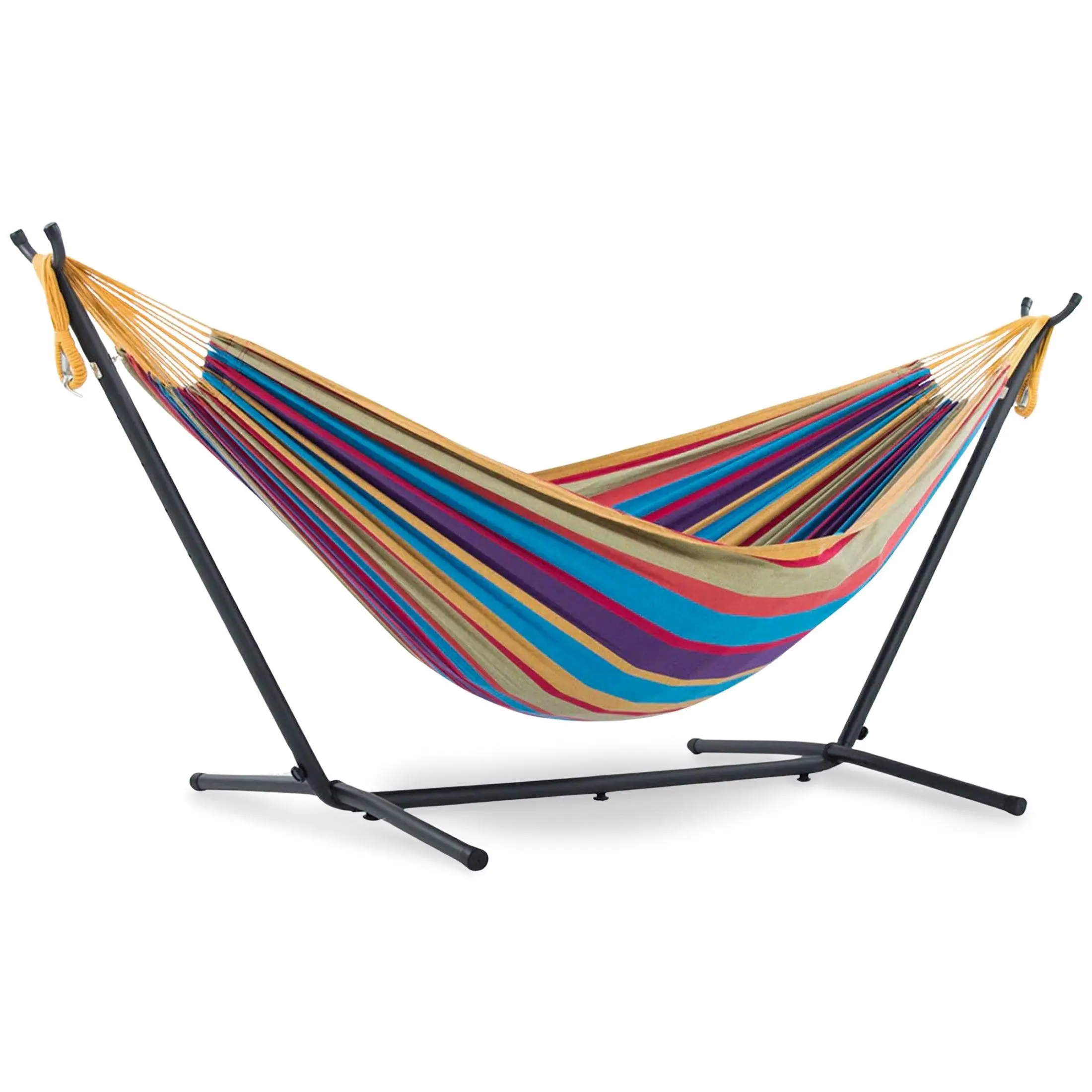 Vivere Double Cotton Hammock, Comfortable Daybed with Steel Stand, 9', Tropical