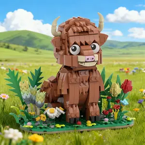 Highland Cow Building Kit 665 Pieces Farm Animal Brick Model Set for Kids 6+ & Adults, DIY Scottish Cattle Construction Toy STEM Education Hands-On Fun Boys Girls, Birthday Holiday Gift Home Display Decor