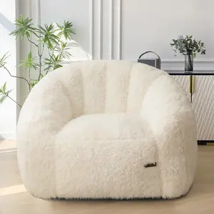 deals for you MAXYOYO Giant Bean Bag Chair, Oversized Bean Bag Couch for Adults and Kids, Faux Fur Shell-Shaped Large Chair with Filler, Stuffed Big Accent Sofa Lounge Floor Sofa for Gaming, Reading