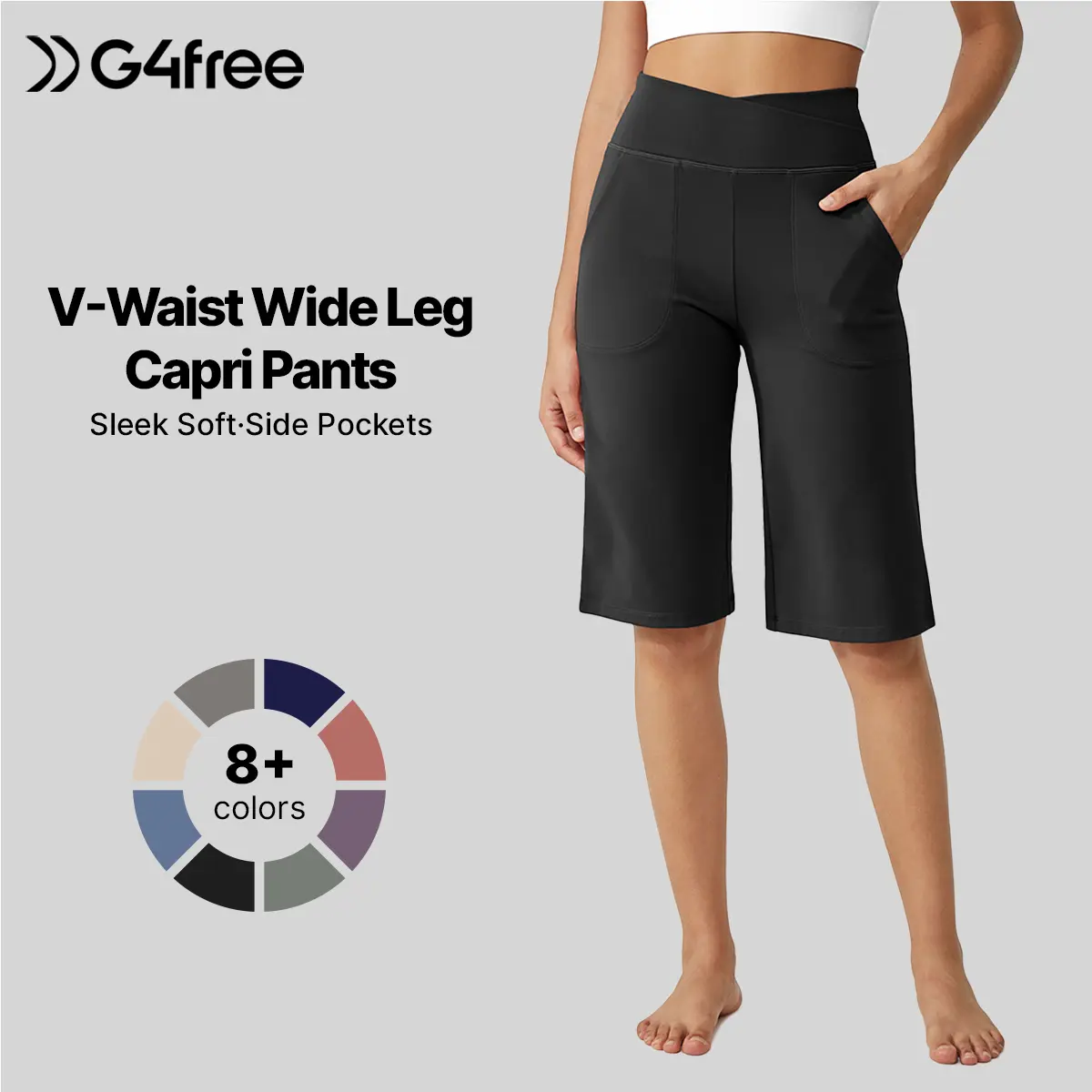 G4Free Women's High-Waisted Loose Cropped Yoga Shorts - 14"/23" Length, Buttery Soft Athleisure Casual Bottoms, Gym Sports Shorts