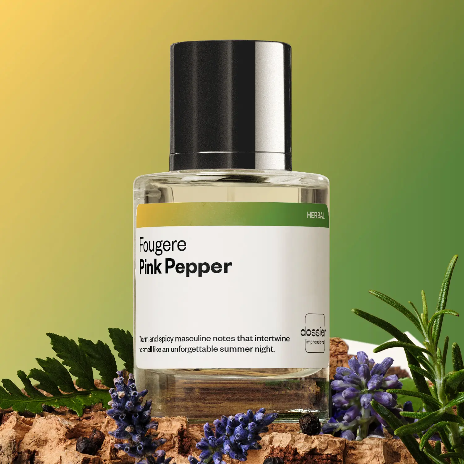 Fougere Pink Pepper, Dossier, Men Perfume, Eau de Parfum, 50ml, Pink Pepper, Lemn, Neroli, Orange Blossom, Lavender, Amber, Patchouli, Cedarwood