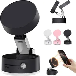 Vacuum Magnetic Suction Phone Holder, 2025 New Magnetic Suction Phone Mount, Foldable Portable Double-Sided Vacuum Magnetic adsorption Adjustable Mobile Phone Holder for All Phones, Phone Suction Pad