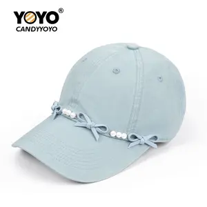 Original design, pearl-embellished butterfly-shaped baseball cap, water-resistant cotton sun hat, featuring pearls and a butterfly-shaped trim. Adjustable casual sun protection hat, suitable for everyday travel and summer wear,