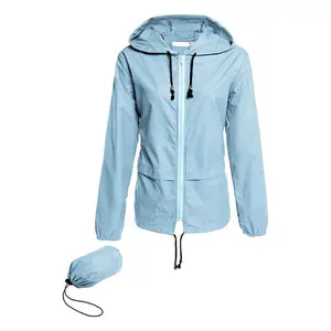 Women Packable Rain Jacket, Outdoor Hooded Windbreaker with Adjustable Drawstring(Sheets)
