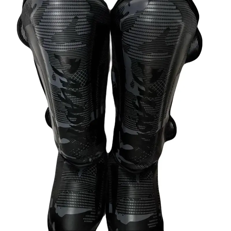 PLD MMA Shin Guards for Adults - 15-in Durable, Lightweight (0.55 lbs) Size M Protective Gear, Sleek Black Stylish Functional Equipment for MMA Training Safety Enhancement