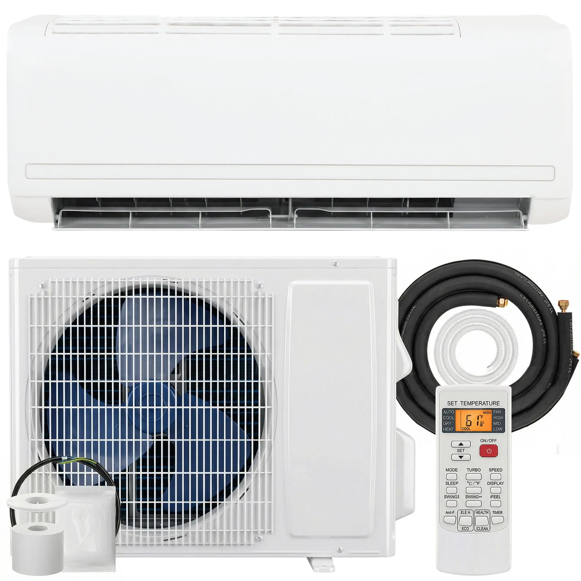 HOMCOM 12000 BTU Mini Split Air Conditioner and Heat Pump, 22 SEER2 115V Energy Efficient Ductless Inverter AC Unit Cools up to 750 Sq.Ft, Complete Installation Kit