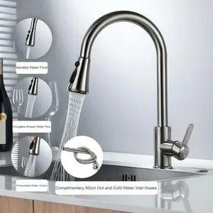 High-End Stainless Steel Faucet, High Arc Faucet, Kitchen Cold & Hot Water Tap, Durable 304 Stainless Steel, Modern Design, Easy Installation