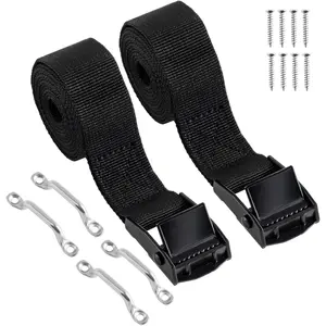 1" x 4ft Battery Tie Down Straps, Battery Hold Down with Cam Buckle, Stainless Steel Bracket and SS Screws for Boats, Cooler, Battery Box, Fuel Tank, Luggage Belt, RV, Pack of 2