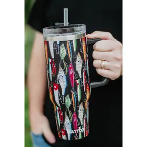 Fishing Lures Tumbler Cup with Handle