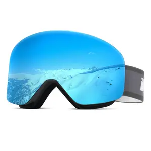 MEELOOG Ski Goggles Frameless OTG Snowboard Goggles Anti-fog 100% UV400 Protection for Men Women with Double-layer Magnetic Lenses & Non-slip Strap Skiing