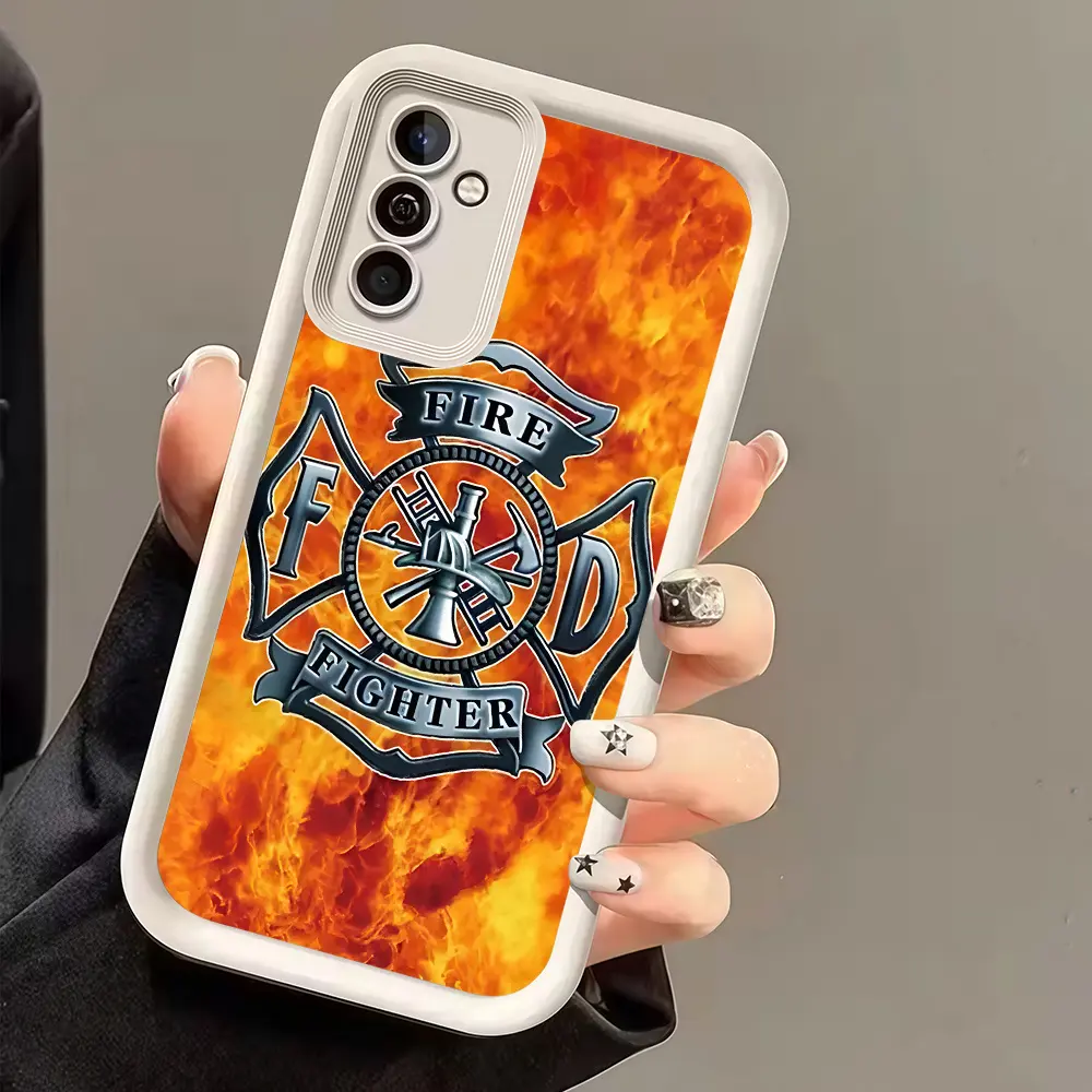 Phone Case - Firefighter Logo Flame Design Phone Protective Case, stylish and retro, suitable for Samsung Galaxy A14 A15 A16 A17 A35 A55 A33 A34 A35 A36 A52 A53 A54 S21/S22/S23/S24/S25/S26 Plus/Ultra