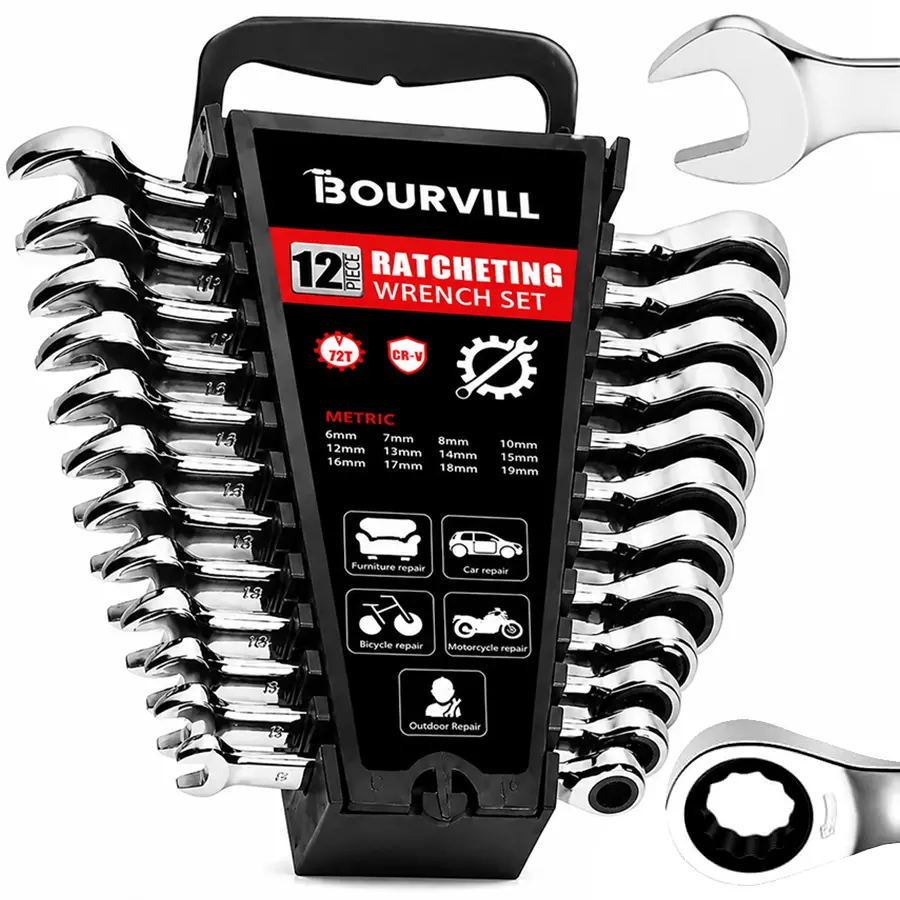12 Piece Dual-use Ratchet Head Quick Wrench Set with Organizer Hardware Tools 72 Teeth Wholesale 180 Degree Rotation(12pcs-A) Screwdriver Socket Combination