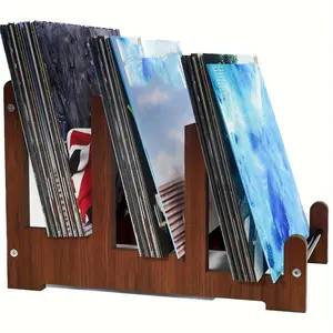 Wooden Large Capacity Vinyl Record Display Rack, Record Holder, Vinyl Record Stand, Durable Real Wood Lp Storage Shelf, Organiser, 3 Shelves for 40-60 Albums Magazines
