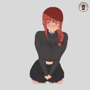 Red Hair Anime Waifu Vinyl Sticker, Cute Blushing Girl Decal, Laptop Water Bottle Phone Case Kawaii Gift