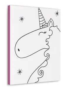 Predrawn Unicorn on Canvas - Simple Design for Kids to Paint and Personalize - Ideal Gift for Rainy Days or Birthday Parties