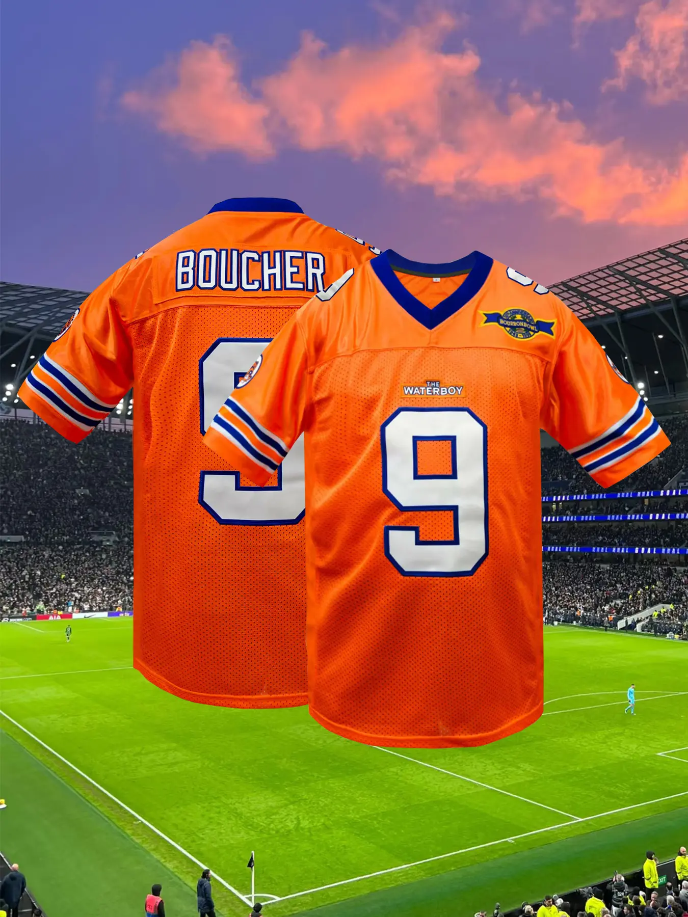 Bobby Boucher #9 The Waterboy Adam Sandler Movie Mud Dogs Bourbon Bowl Football Sports Apparel Jersey