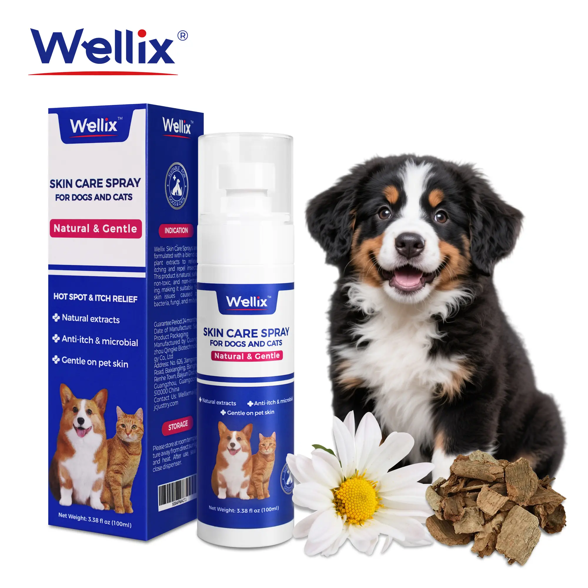 Wellix Hot Spot Spray for Dogs & Cats – Plant-Based Formula Itch & Skin Relief, 80ml#SummerVibes #petslovers