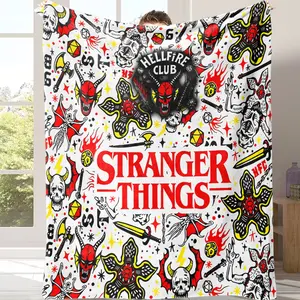 Christmas Countdown Sale! Stranger Things Hellfire Club Ultra-Soft Flannel Blanket, Retro Dark Fantasy Pattern, Home Decor, Sofa Bed Set, Gothic Fan Collection