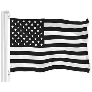 G128 - USA Black and White Flag 150D Polyester 3x5 FT Printed Flag - Protest Flag Brass Grommets Indoor/Outdoor - Much Thicker More Durable Than 100D 75D Polyester