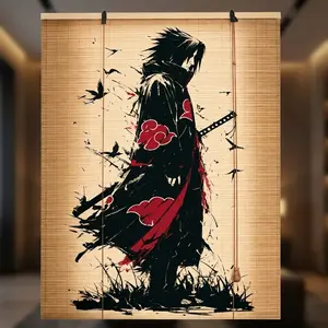Uchiha  Bamboo Blinds – Anime Art Window Shade, Dark Style Bamboo Roller Blind