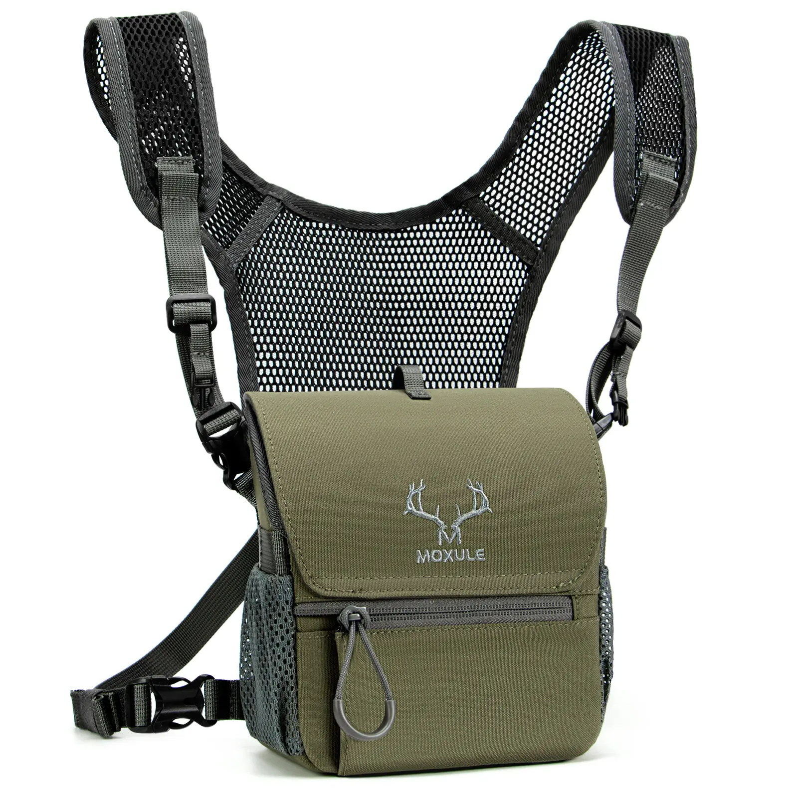 MOXULE Binocular Harness Chest Pack: Bino Case with Magnetic Lid and Rain Cover for Hunting - BINO Lite