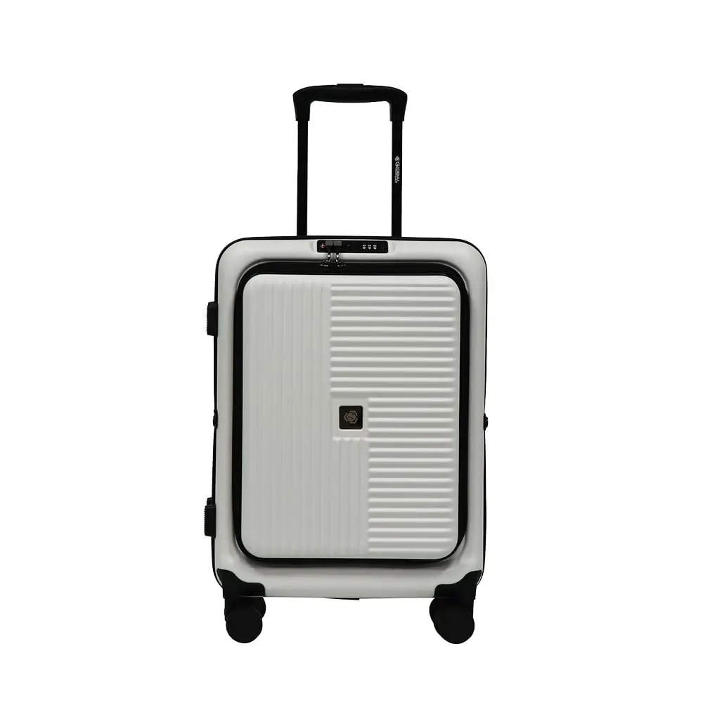 Global DRT 20” Carry-On Luggage – Lightweight, Collapsible, Expandable Suitcase with Spinner Wheels, Airline Approved, Water & Impact Resistant, Travel Bag with TSA Lock –CREAM