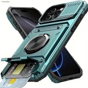 Shockproof Phone Case with Card Slot, Phone Protective Cover, Phone Accessories Compatible with iPhone 11 12 13 14 15 16 17 Pro Max 17E 16E, Casing