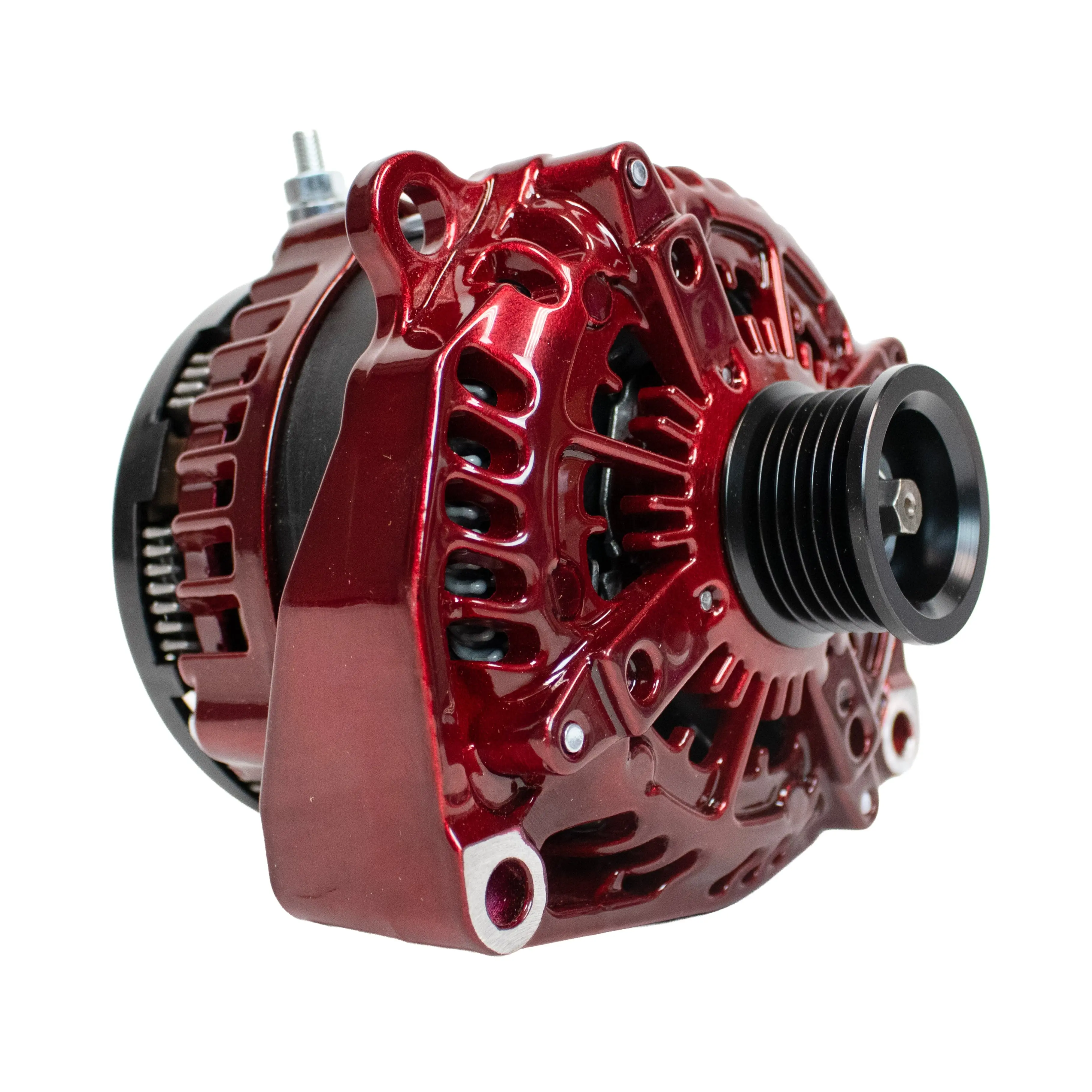 AutoTech High Power Motor Alternator - Direct Fit for Chevy/GM, GM Trucks, 400A Output, 4.3L-8.1L Engines (2005-2024), Aluminum Casing, Car Audio System Charging Boost, Brembo Red - Model AT-HP-8301-400A-RD