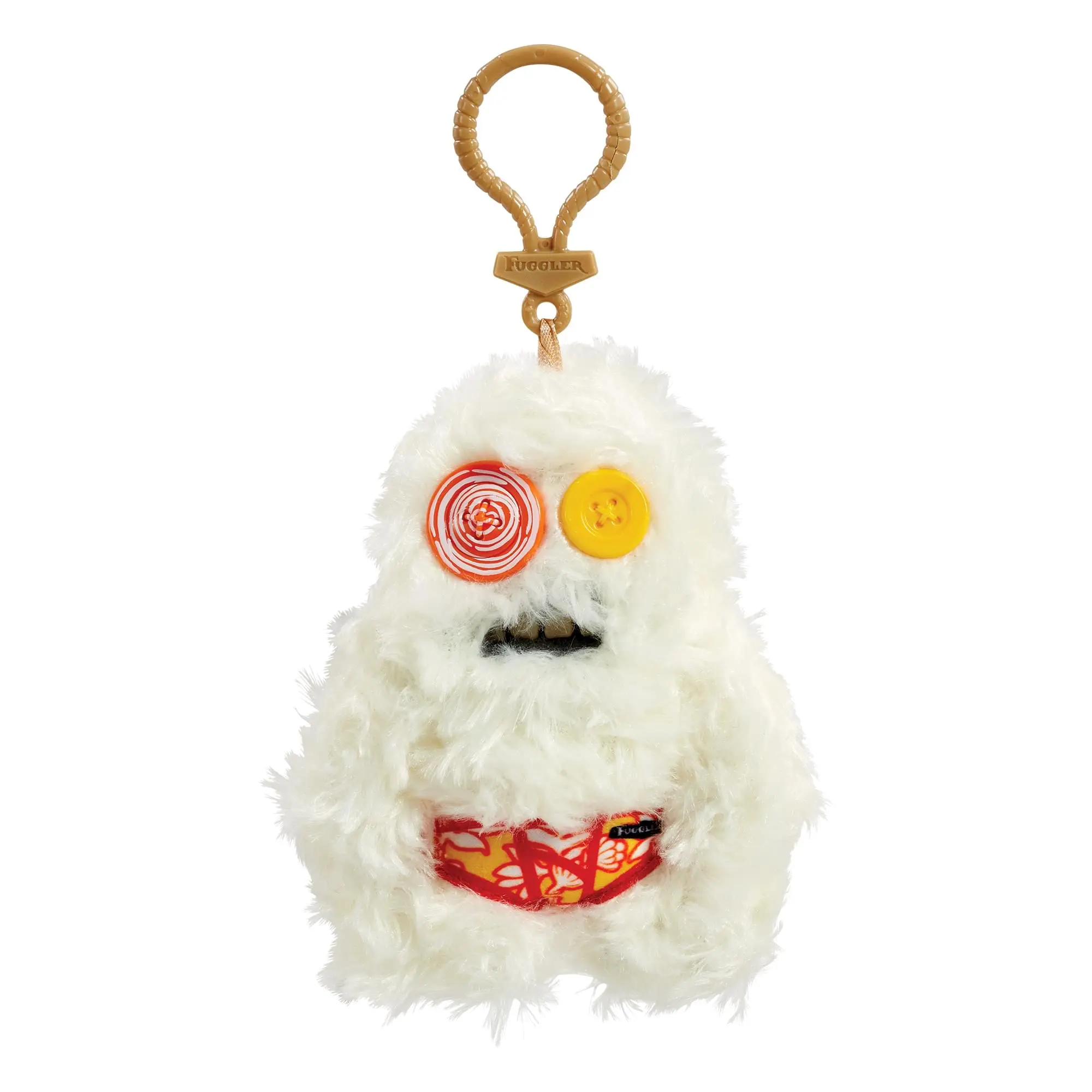 Fugglers 5-Inch Fuzzy Keychain Plush Clip-On, Sasquoosh - White