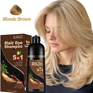 Golden Brown 5-in-1 Shampoo Hair Dye, Instant Gray Hair Covering Shampoo, Natural Ammonia-Free Hair Color for Women & Men, Vegan, Easy Root Touch Up, Long-Lasting 3-4 Weeks, 500ml Haircare