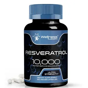 WELLNESS LABSRX Resveratrol Supplement 1000mg, 120 Capsules (60 Days Supply), Ultra-Strength High Purity Trans-Resveratrol for Healthy Aging, Anti-Aging and Heart Health Support - Vegan, Keto