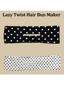 2Pcs Lazy Twist Hair Bun Maker, No Crease Hair Bun Tool, Easy Twist Fabric Ponytail Holder, Quick Hairstyle Accessories for Women Girls, Perfect for Casual, Office & Party Outfits