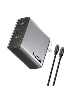 PISEN 30W 45W 65W 100W 140W USB C Charger PD3.1 GaN Fast Charger 3-Port Foldable Block with 6FT 240W Type-C Cable for MacBook Laptops Samsung iPad iPhone Series