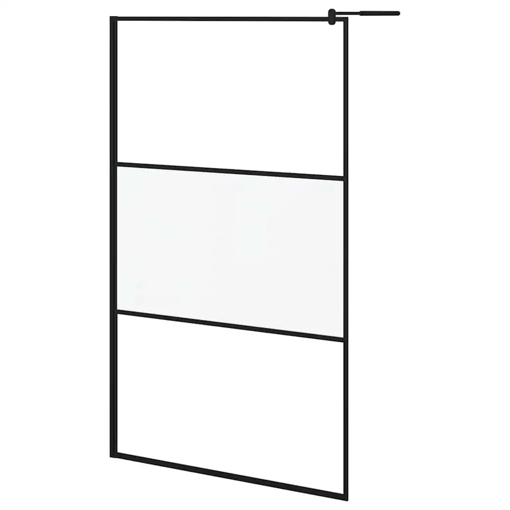 vidaXL Walk-in Shower Enclosure, Bathroom Wall Panel with Adjustable Supporting Bar, Shower Screen, Black Frame with Frosted ESG Glass 151879