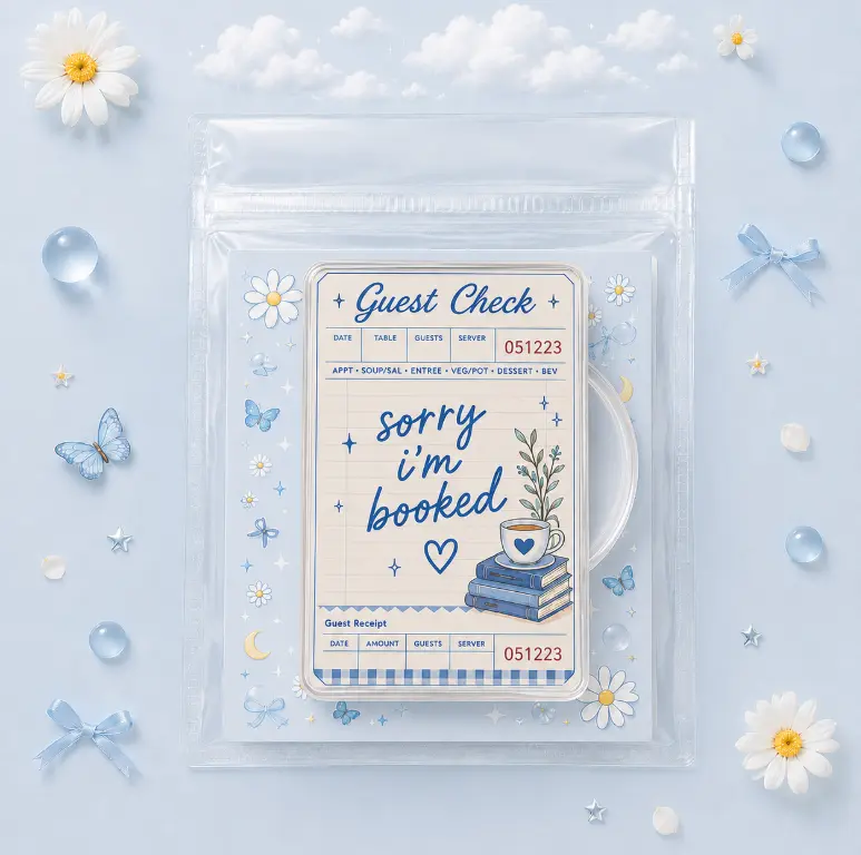 Sorry I’m Booked Book Lover Phone Grip, Guest Check Receipt Design, Cute Reading Accessory for Readers