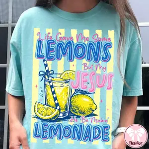 Life Gave Me Lemons But My Jesus Makes Lemonade Comfort Colors, Funny Christian Quote Shirt, Faith Humor Neon Shirt, Trendy Religious Tee