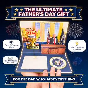 Funny Talking Pop Up Fathers Day Card with Lights & Sound, Plays Heartfelt 'I Love You Dad' Voice Message, 3D Pop-Up Scene with #1 Dad Trophy, Funny Novelty Father's Day Card from Son, Daughter, or Wife