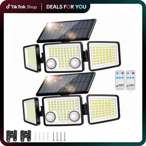 2-Pack 3-Head Solar Outdoor LED Security Lights, 2500LM Motion Sensor Spotlights, 270° Wide-Angle, IP65 Waterproof for Garage, LED Solar Outdoor Fixtures, Led Lights, Solar Outdoor Lights